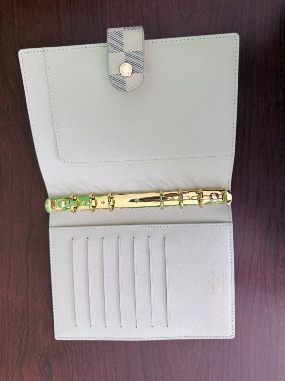 Designer Inspired White Checkered Medium Ring Planner Organizer Agenda - Picture 3 of 3